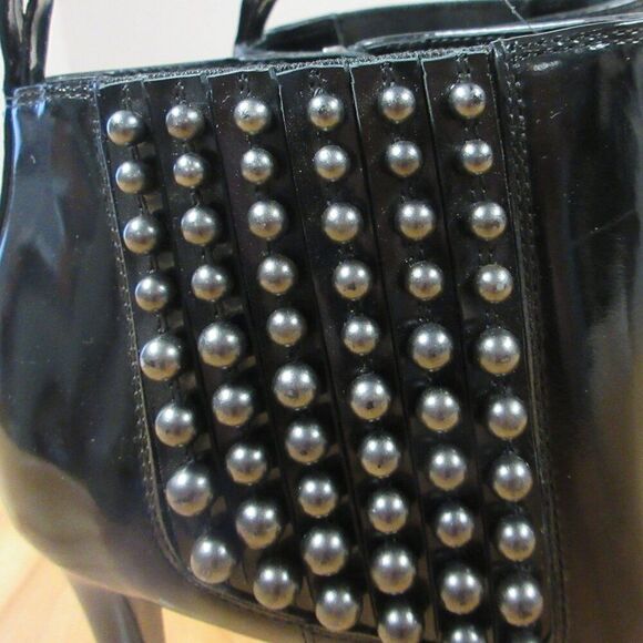 SERGIO ROSSi Black Pearl Pointed Toe High Heeled Ankle Boots Booties Sz 38 Shoes - Picture 3 of 16